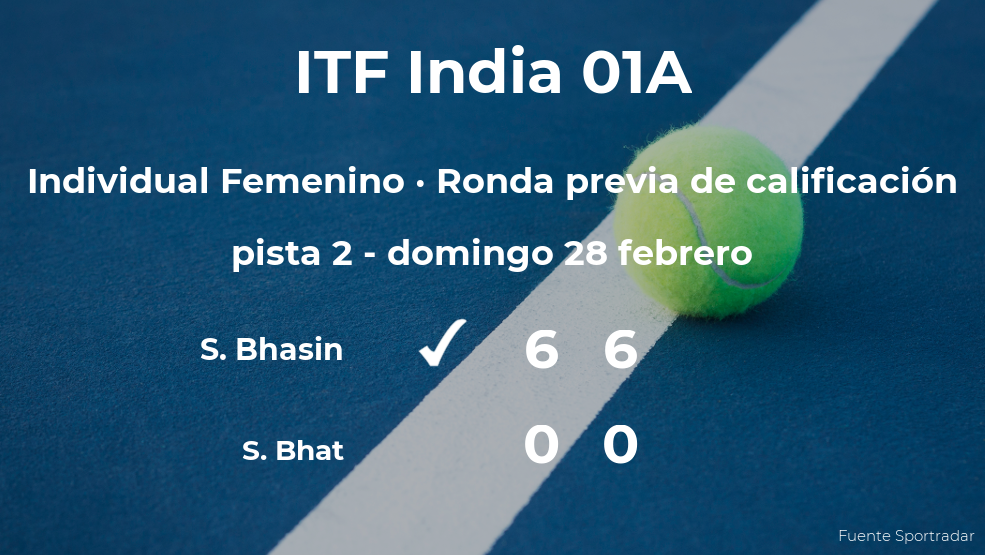 Smriti Bhasin pasa a la siguiente fase del torneo de Nueva Delhi Smriti Bhasin pasa a la siguiente fase del torneo de Nueva Delhi