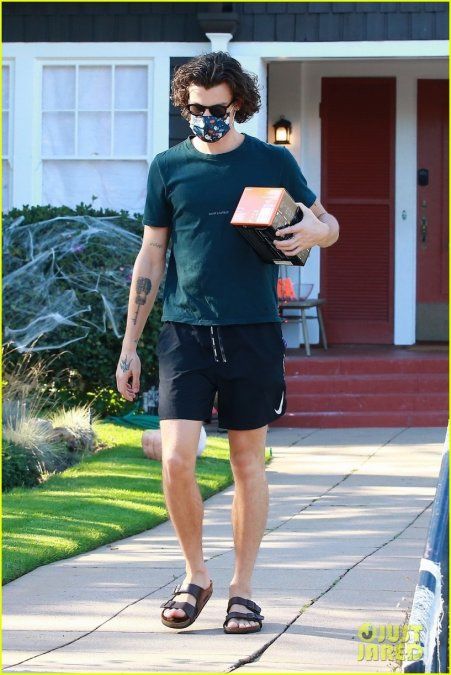 Shawn Mendes usa cubreboca de Halloween para sus diligencias