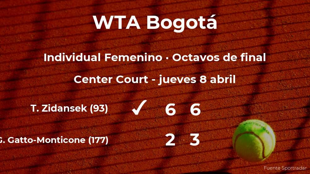 La tenista Tamara Zidansek, clasificada para los cuartos de final del torneo WTA 250 de Bogotá La tenista Tamara Zidansek, clasificada para los cuartos de final del torneo WTA 250 de Bogotá