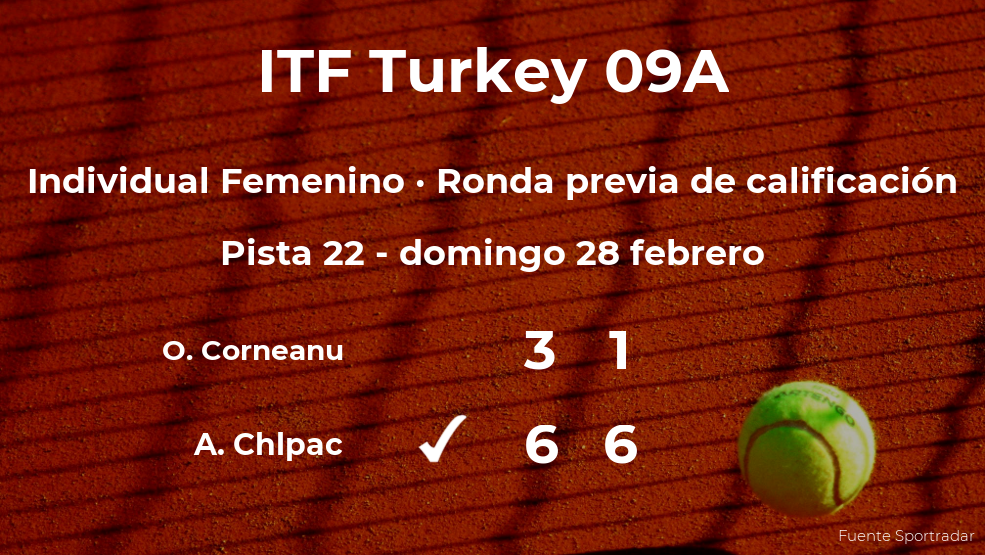 Agustina Chlpac ganó a la tenista Oana Smaranda Corneanu en la ronda previa de calificación del torneo de Antalya