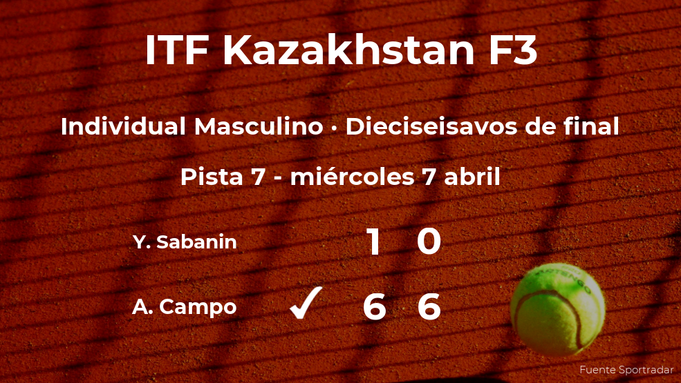 Antonio Campo se clasifica para los octavos de final del torneo de Shymkent Antonio Campo se clasifica para los octavos de final del torneo de Shymkent