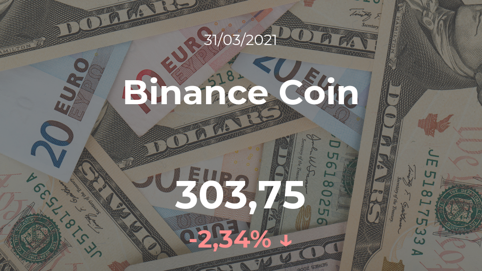 Cotización del Binance Coin del 31 de marzo Cotización del Binance Coin del 31 de marzo