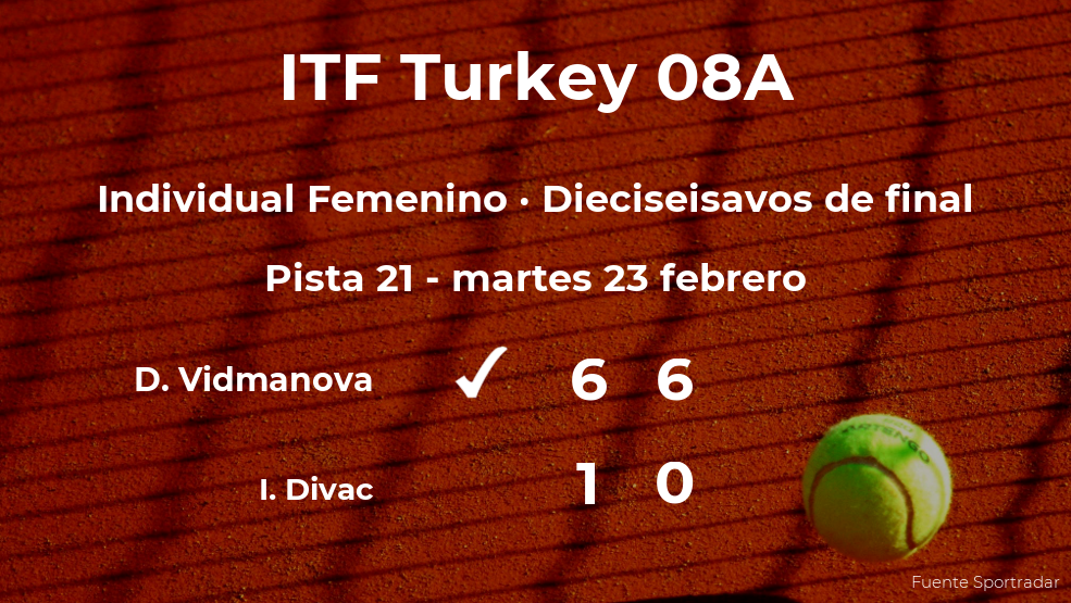 La tenista Darja Vidmanova estará en los octavos de final del torneo de Antalya La tenista Darja Vidmanova estará en los octavos de final del torneo de Antalya
