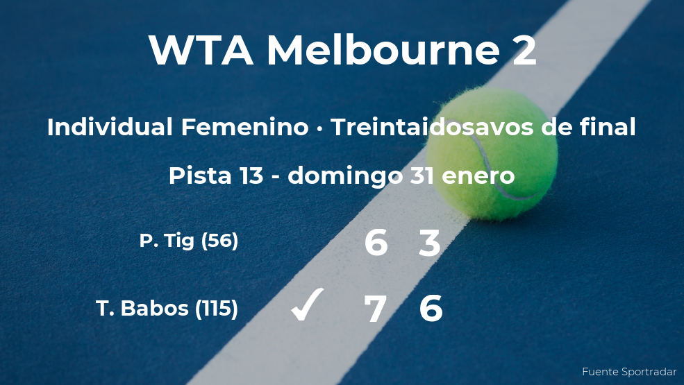Timea Babos vence en los treintaidosavos de final del torneo WTA 500 de Melbourne Timea Babos vence en los treintaidosavos de final del torneo WTA 500 de Melbourne
