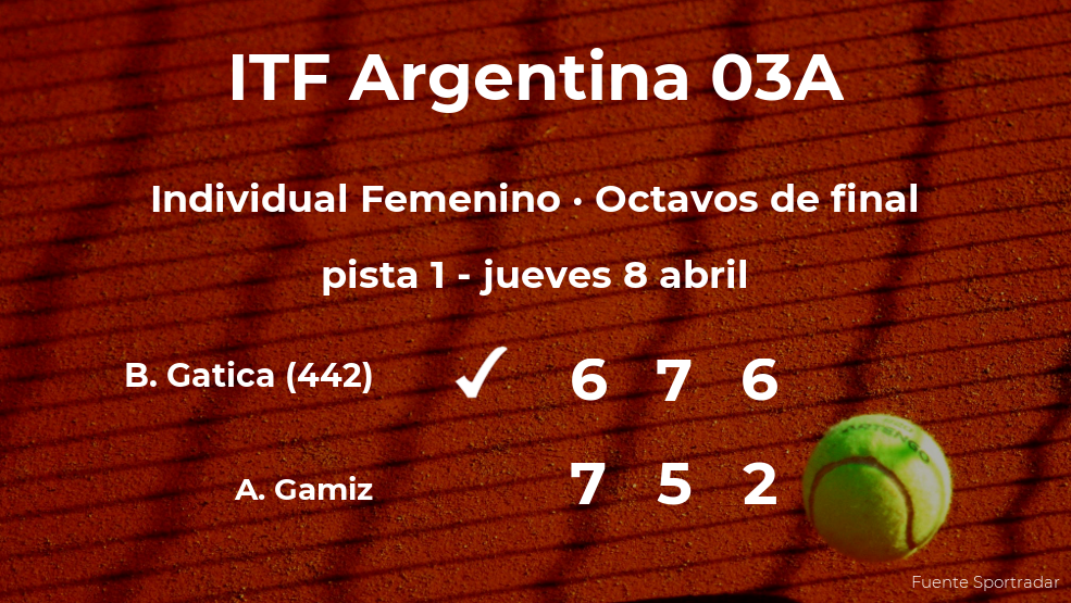La tenista Barbara Gatica, clasificada para los cuartos de final del torneo de Córdoba La tenista Barbara Gatica, clasificada para los cuartos de final del torneo de Córdoba
