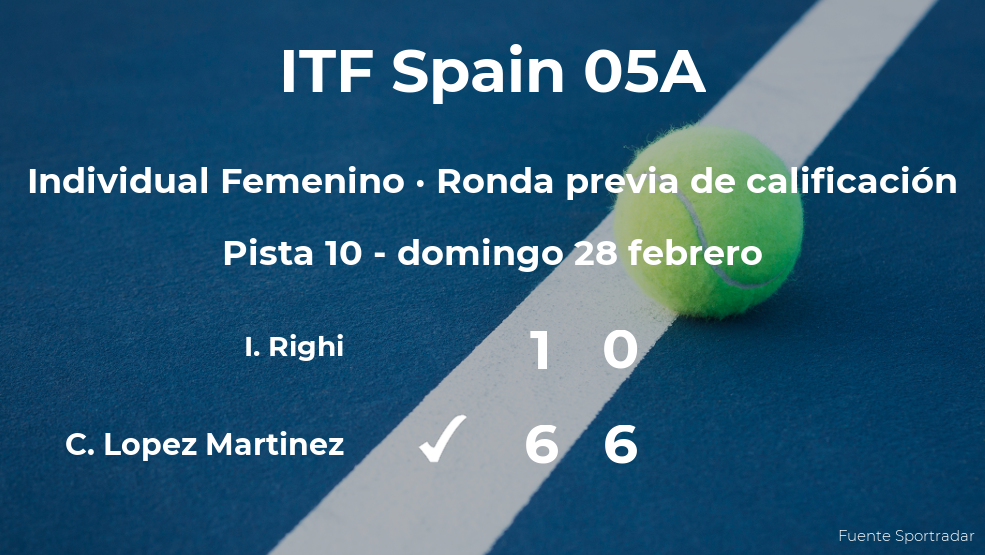 Carmen Lopez Martinez logra ganar en la ronda previa de calificación a costa de la tenista Isabella Righi