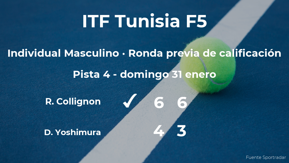 El tenista Raphael Collignon pasa a la siguiente fase del torneo de Monastir El tenista Raphael Collignon pasa a la siguiente fase del torneo de Monastir