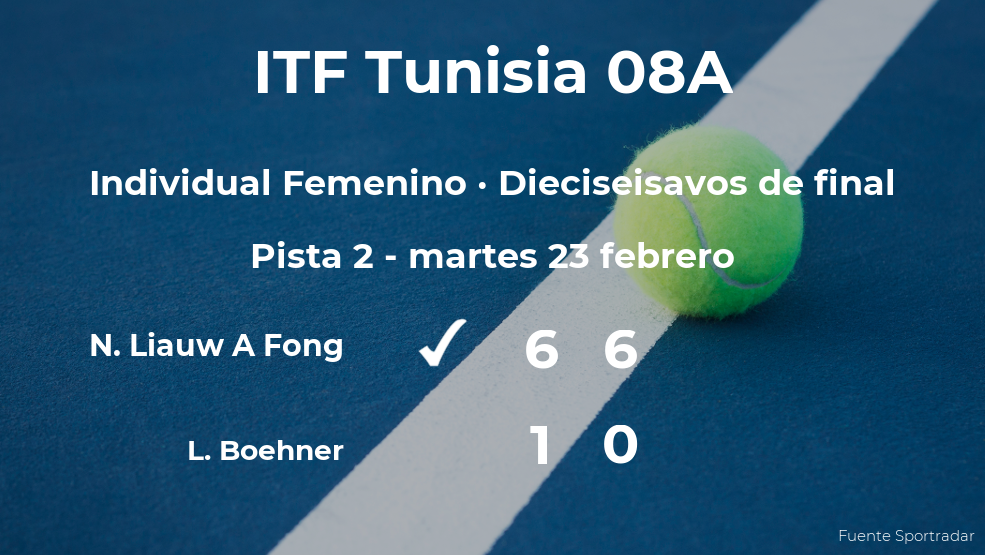 La tenista Noa Liauw A Fong pasa a los octavos de final del torneo de Monastir La tenista Noa Liauw A Fong pasa a los octavos de final del torneo de Monastir