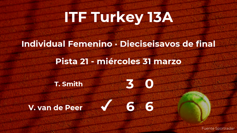 Vicky van de Peer pasa a los octavos de final del torneo de Antalya