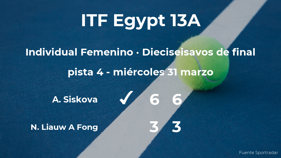 La tenista Anna Siskova consigue la plaza de los octavos de final a expensas de la tenista Noa Liauw A Fong