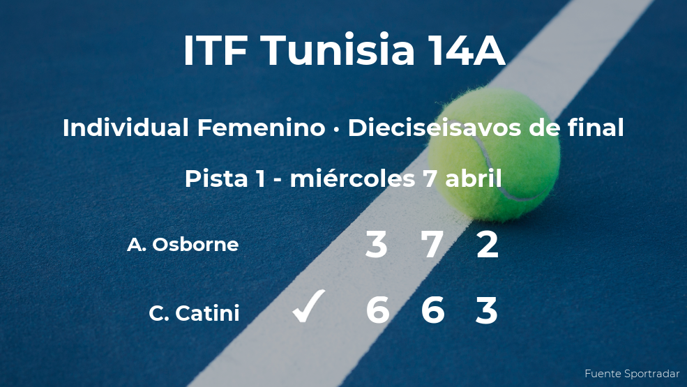 Chiara Catini logra el puesto de los octavos de final a costa de Alexandra Osborne Chiara Catini logra el puesto de los octavos de final a costa de Alexandra Osborne