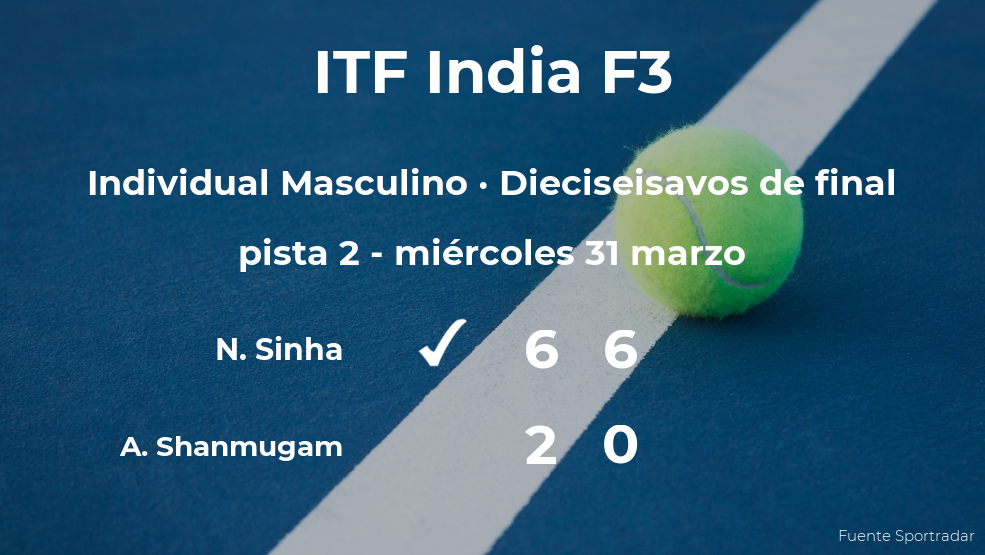 El tenista Nitin Kumar Sinha gana en los dieciseisavos de final del torneo de Nueva Delhi