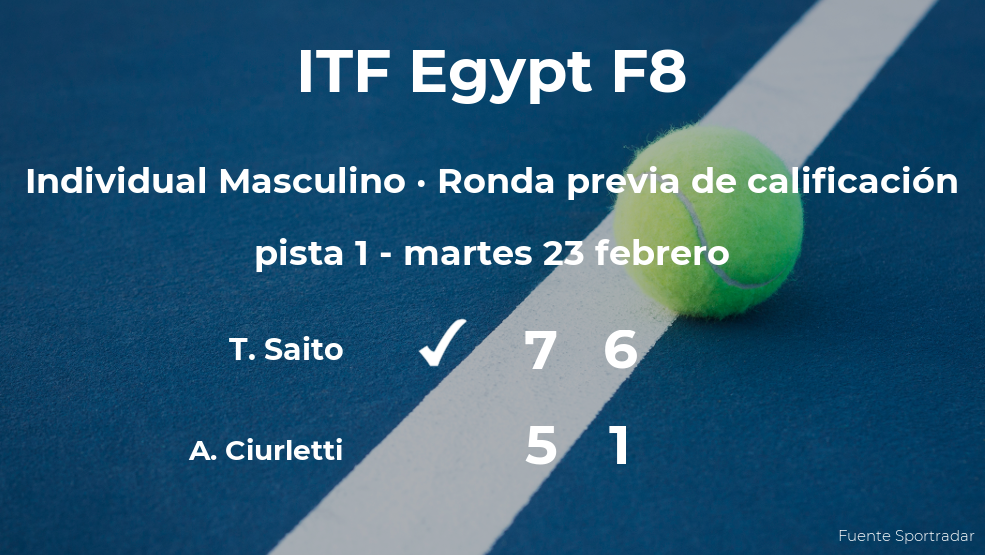 El tenista Takashi Saito consigue la plaza para la siguiente fase tras vencer en la ronda previa de calificación El tenista Takashi Saito consigue la plaza para la siguiente fase tras vencer en la ronda previa de calificación