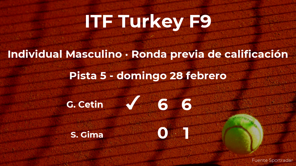 Guney Ege Cetin gana al tenista Sebastian Gima en la ronda previa de calificación