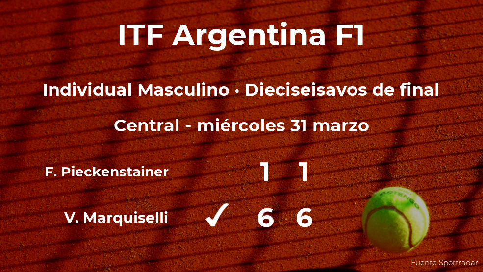Victorio Marquiselli pasa a la próxima fase del torneo de Villa María tras vencer en los dieciseisavos de final