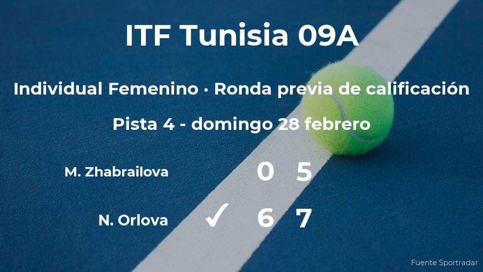 La tenista Natalia Orlova venció a Milana Zhabrailova en la ronda previa de calificación del torneo de Monastir