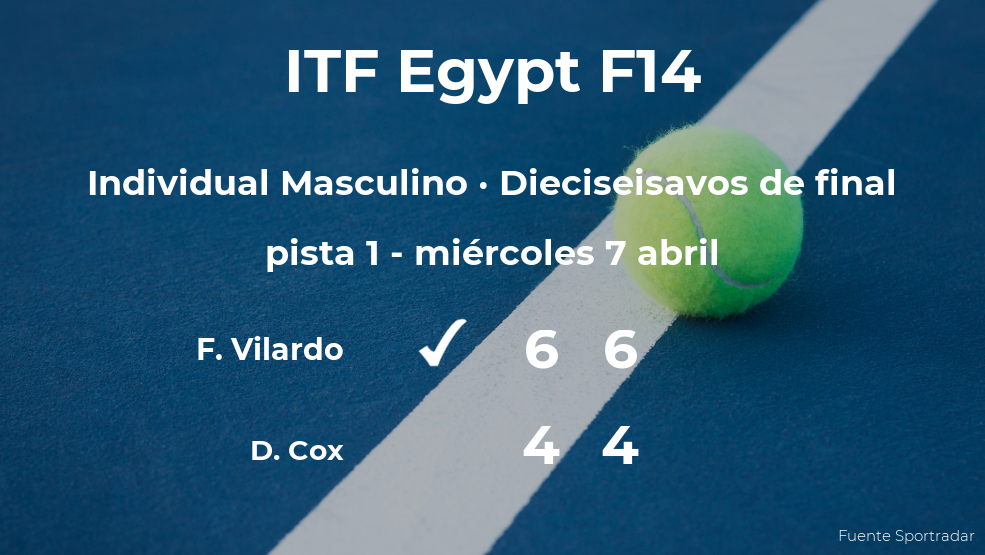 El tenista Francesco Vilardo pasa a los octavos de final del torneo de Sharm El Sheikh El tenista Francesco Vilardo pasa a los octavos de final del torneo de Sharm El Sheikh