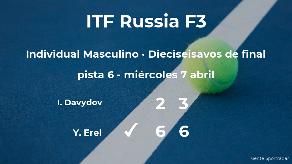 El tenista Yanki Erel vence en los dieciseisavos de final del torneo ITF Russia F3 El tenista Yanki Erel vence en los dieciseisavos de final del torneo ITF Russia F3