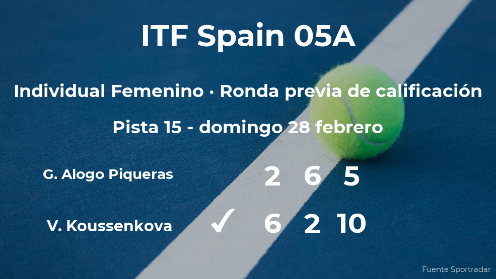 La tenista Valeria Koussenkova gana a Gloria Alogo Piqueras en la ronda previa de calificación