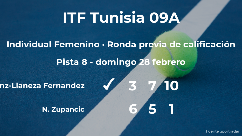 La tenista Almudena Sanz-Llaneza Fernandez vence a la tenista Nika Zupancic en la ronda previa de calificación
