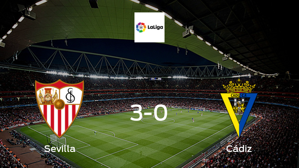 Sevilla se hace con los tres puntos tras golear a Cádiz en casa (3-0)