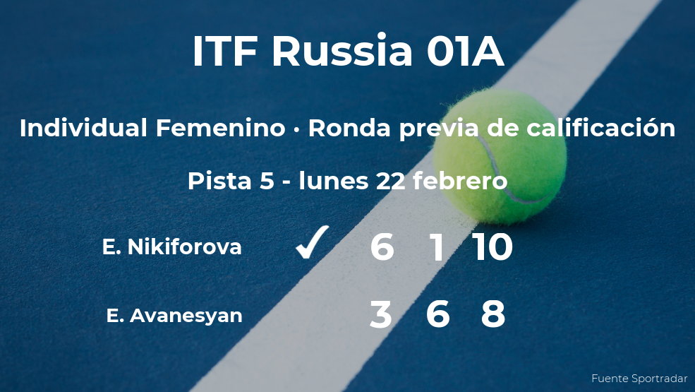 Ekaterina Nikiforova pasa de ronda del torneo de Moscú Ekaterina Nikiforova pasa de ronda del torneo de Moscú