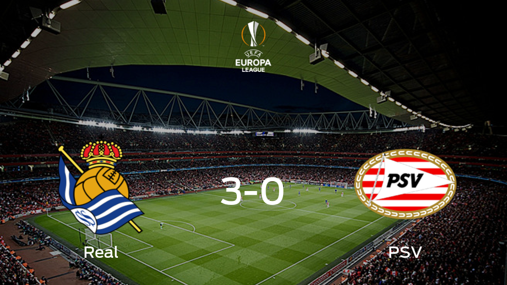 La Real Sociedad consigue la victoria frente al PSV con una goleada (3-0)