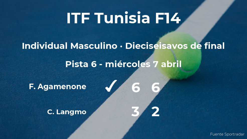 Franco Agamenone pasa a los octavos de final del torneo de Monastir Franco Agamenone pasa a los octavos de final del torneo de Monastir