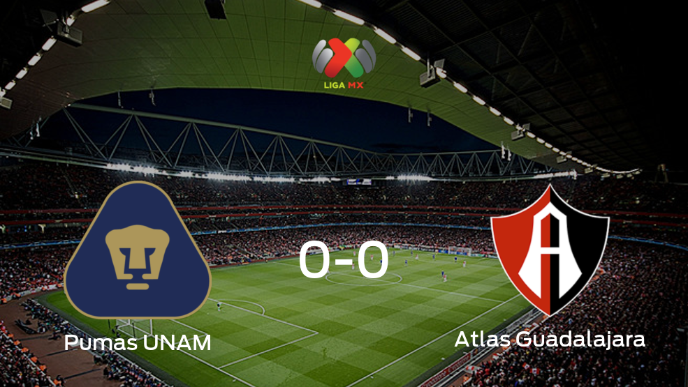 Pumas UNAM y Atlas Guadalajara empatan sin goles en el Estadio Olimpico Universitario (0-0)