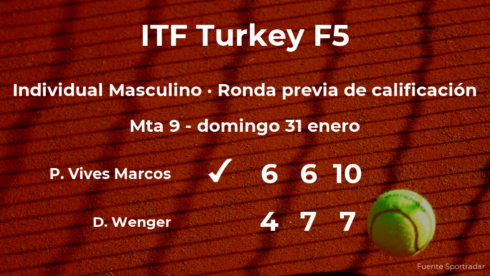 El tenista Pedro Vives Marcos gana en la ronda previa de calificación del torneo de Antalya