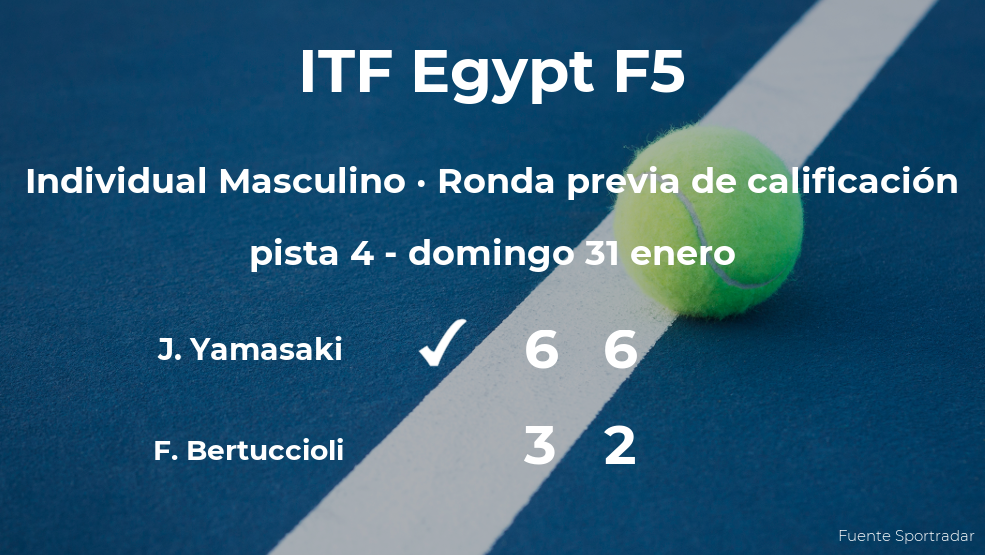 Jumpei Yamasaki vence al tenista Federico Bertuccioli en la ronda previa de calificación