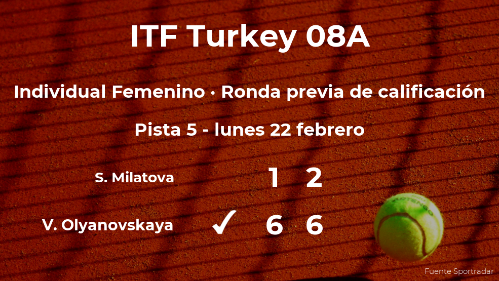 Valeriya Olyanovskaya pasa de ronda del torneo de Antalya Valeriya Olyanovskaya pasa de ronda del torneo de Antalya
