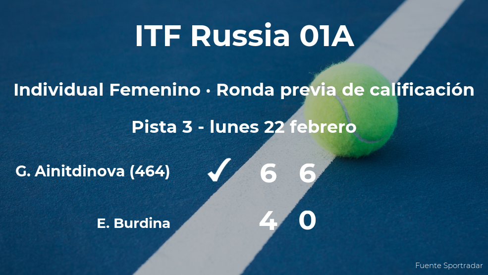 La tenista Gozal Ainitdinova consigue vencer en la ronda previa de calificación contra Evgeniya Burdina