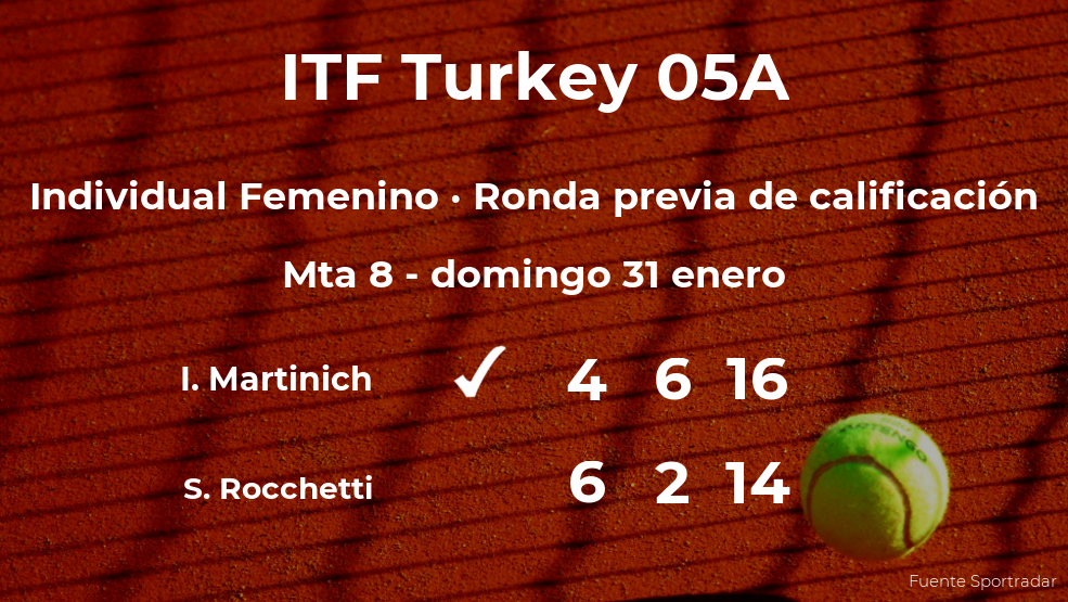 La tenista Ivania Martinich consigue la plaza para la siguiente fase tras vencer en la ronda previa de calificación