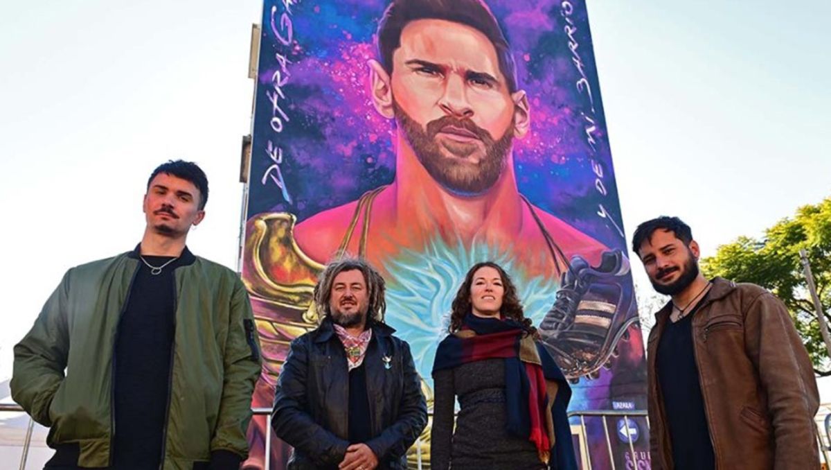 Ellos son los responsables del mural de Messi Ellos son los responsables del mural de Messi