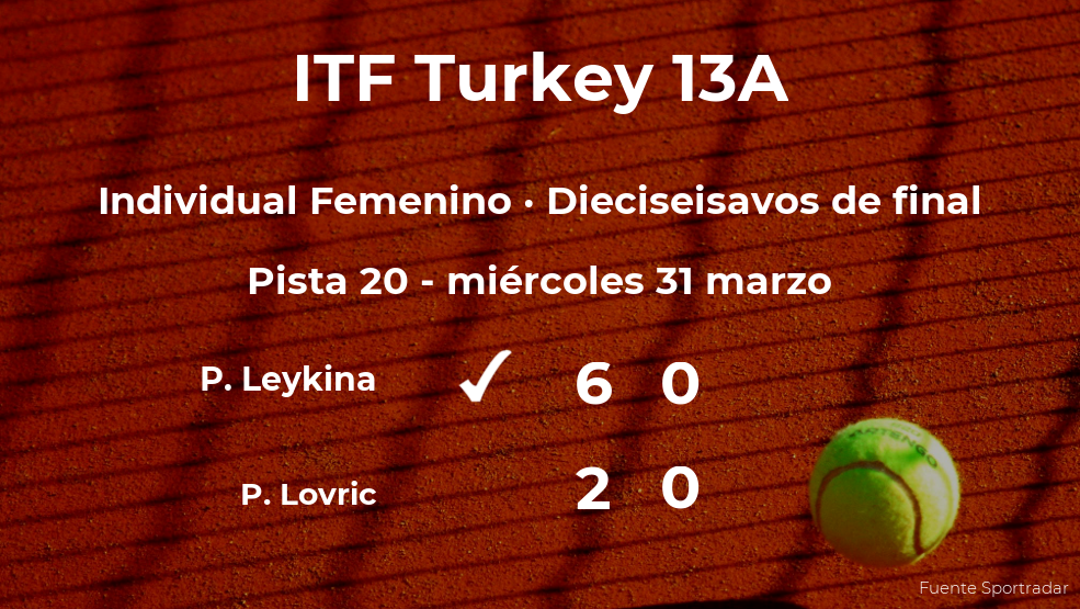 La tenista Polina Leykina estará en los octavos de final del torneo de Antalya