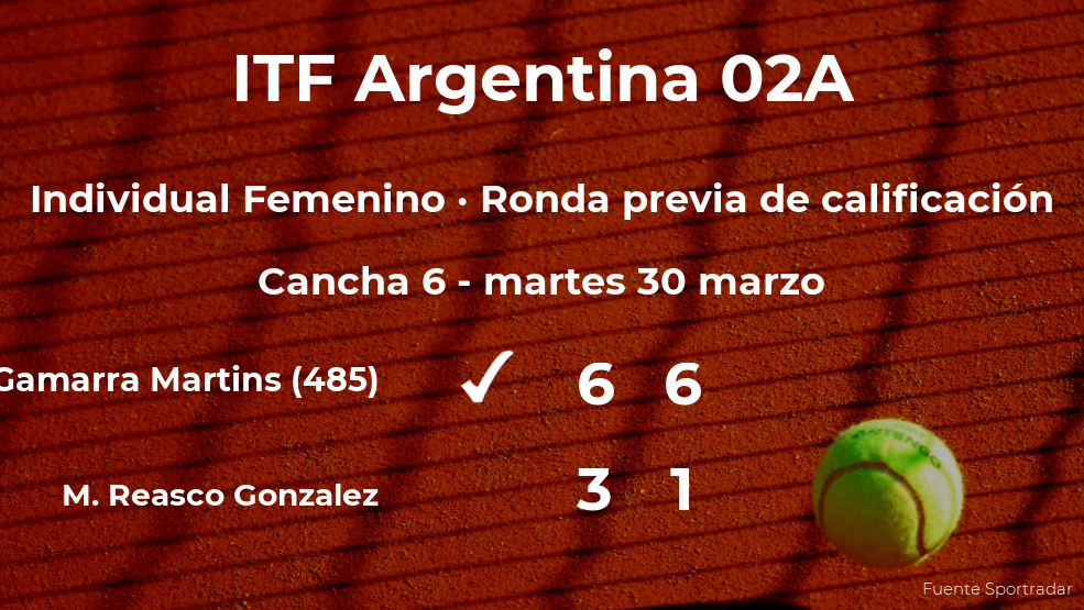 Ingrid Gamarra Martins pasa de ronda del torneo de Villa María Ingrid Gamarra Martins pasa de ronda del torneo de Villa María