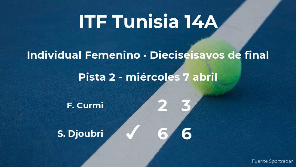 La tenista Salma Djoubri estará en los octavos de final del torneo de Monastir La tenista Salma Djoubri estará en los octavos de final del torneo de Monastir