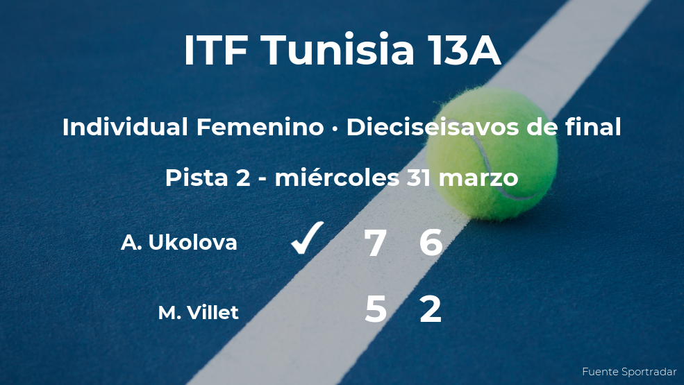 La tenista Anna Ukolova, clasificada para los octavos de final del torneo de Monastir