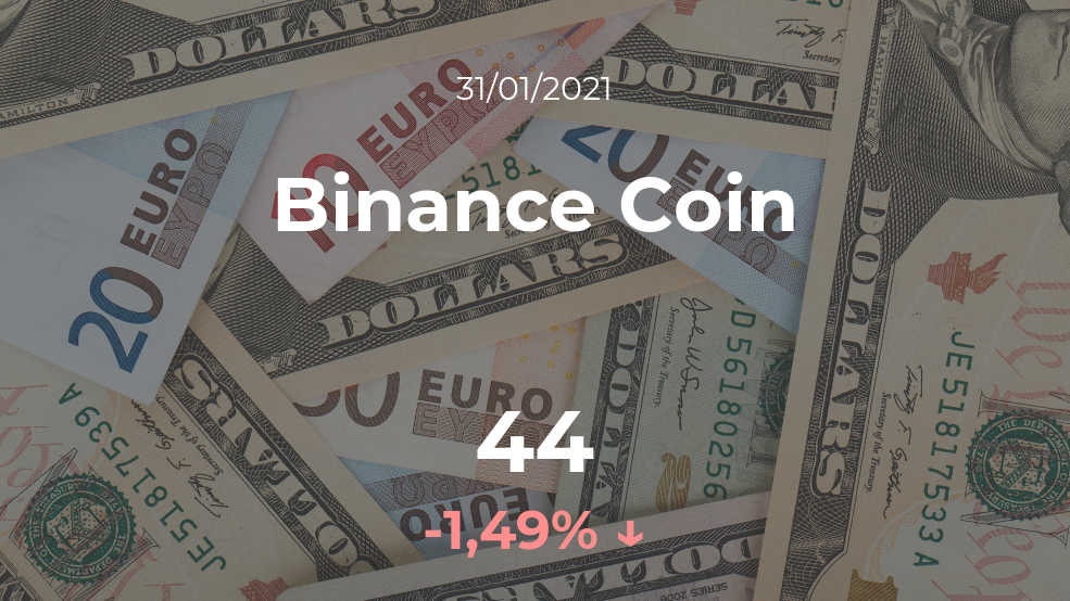 Cotización del Binance Coin del 31 de enero