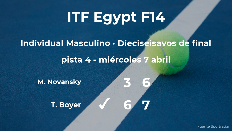 El tenista Toby D Boyer consigue clasificarse para los octavos de final a costa de Michal Novansky El tenista Toby D Boyer consigue clasificarse para los octavos de final a costa de Michal Novansky