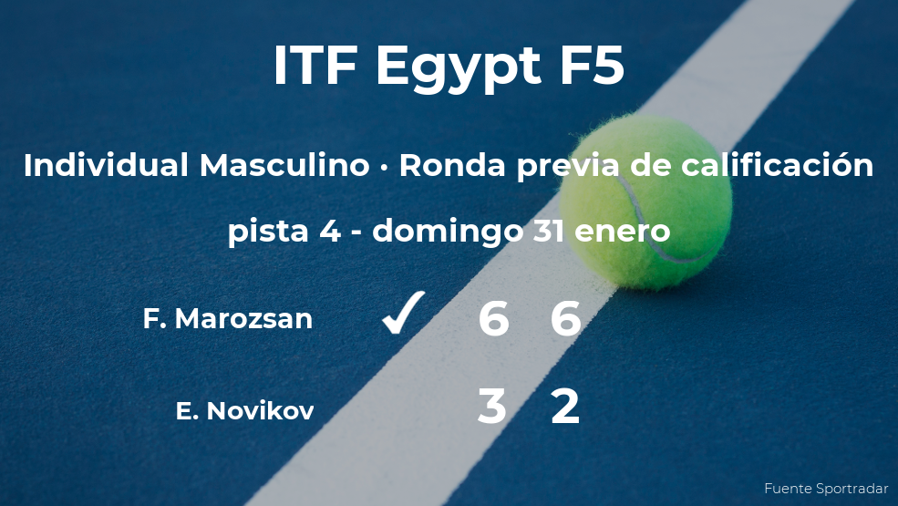 El tenista Fabian Marozsan ganó a Egor Novikov en la ronda previa de calificación del torneo de Sharm El Sheikh El tenista Fabian Marozsan ganó a Egor Novikov en la ronda previa de calificación del torneo de Sharm El Sheikh