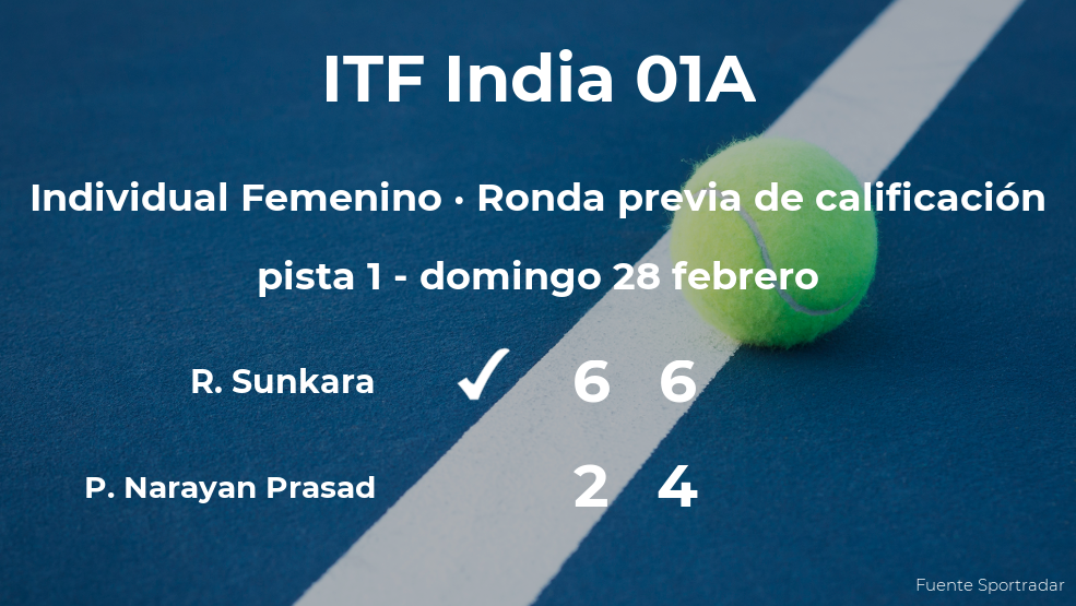 La tenista Rishika Sunkara vence a la tenista Prathiba Narayan Prasad en la ronda previa de calificación